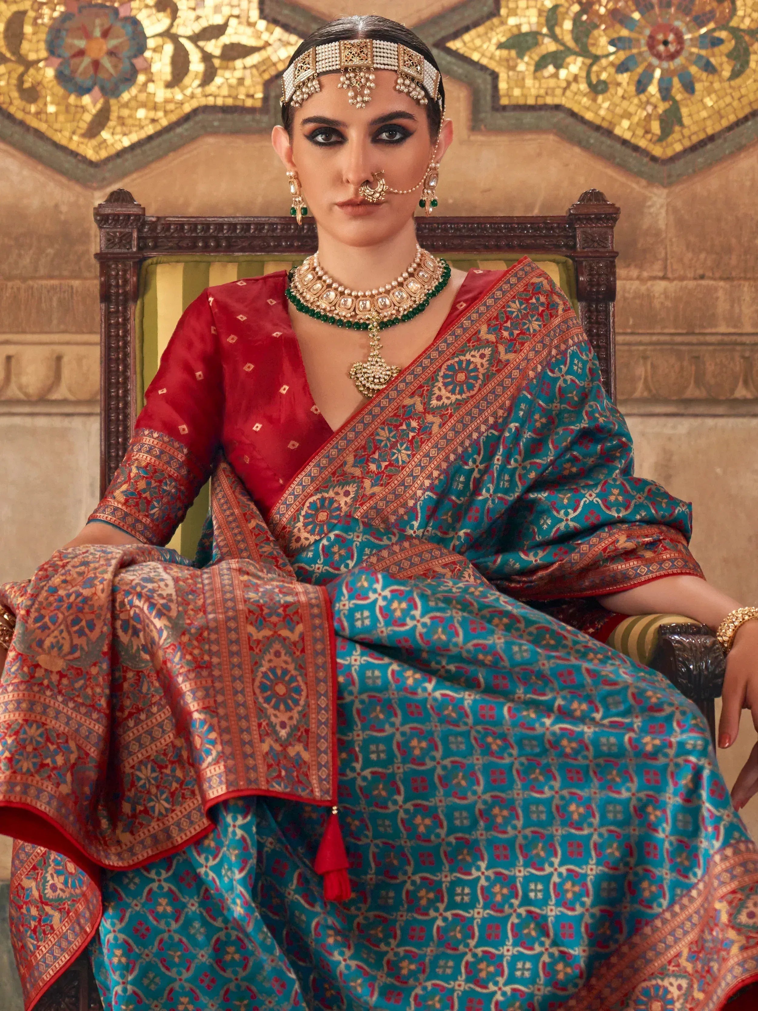 Marvelous Blue Weaving Silk Wedding Wear Saree With Blouse