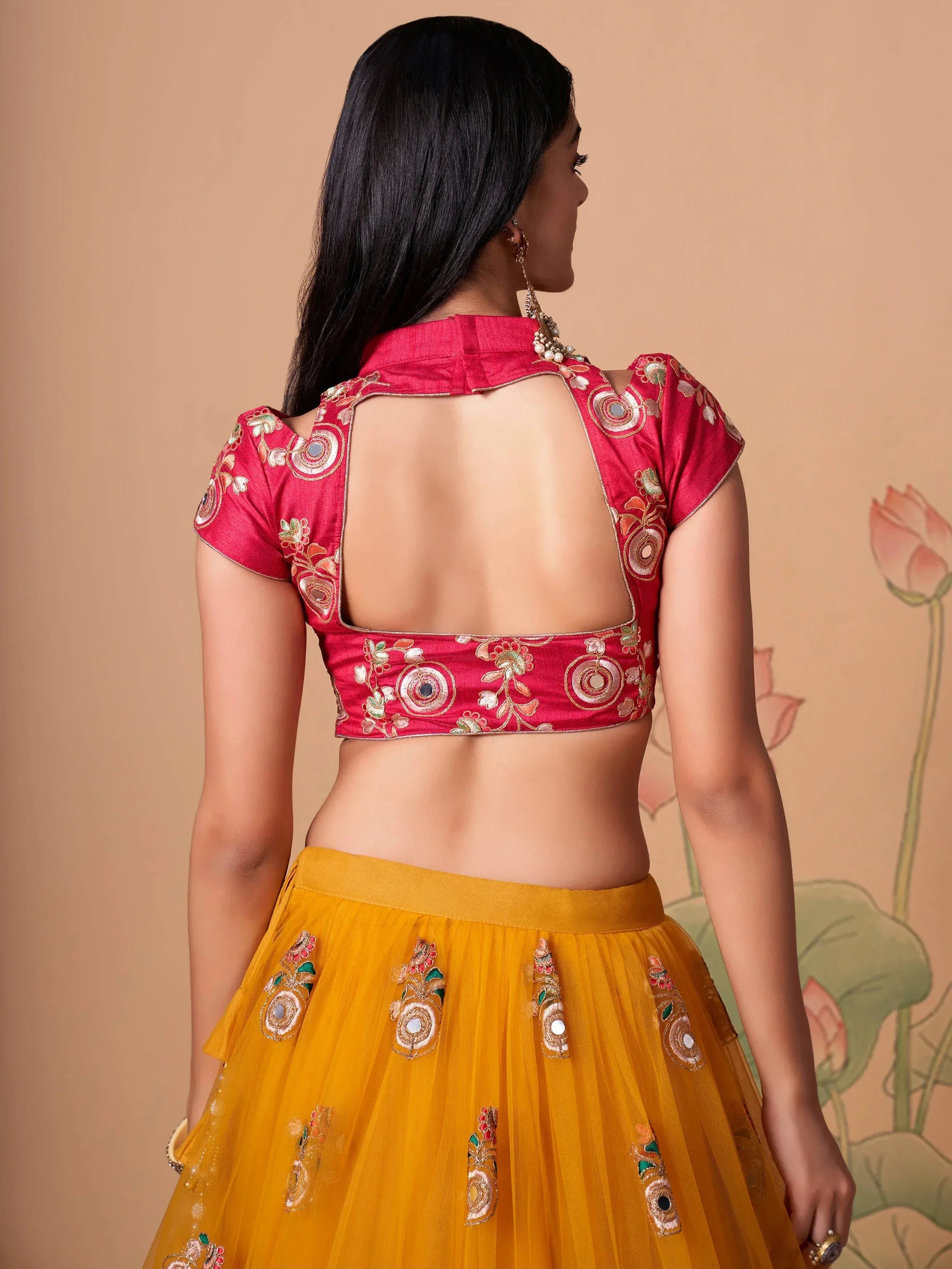 Charming Yellow Embroidered Net Haldi Wear Plus Size Lehenga Choli