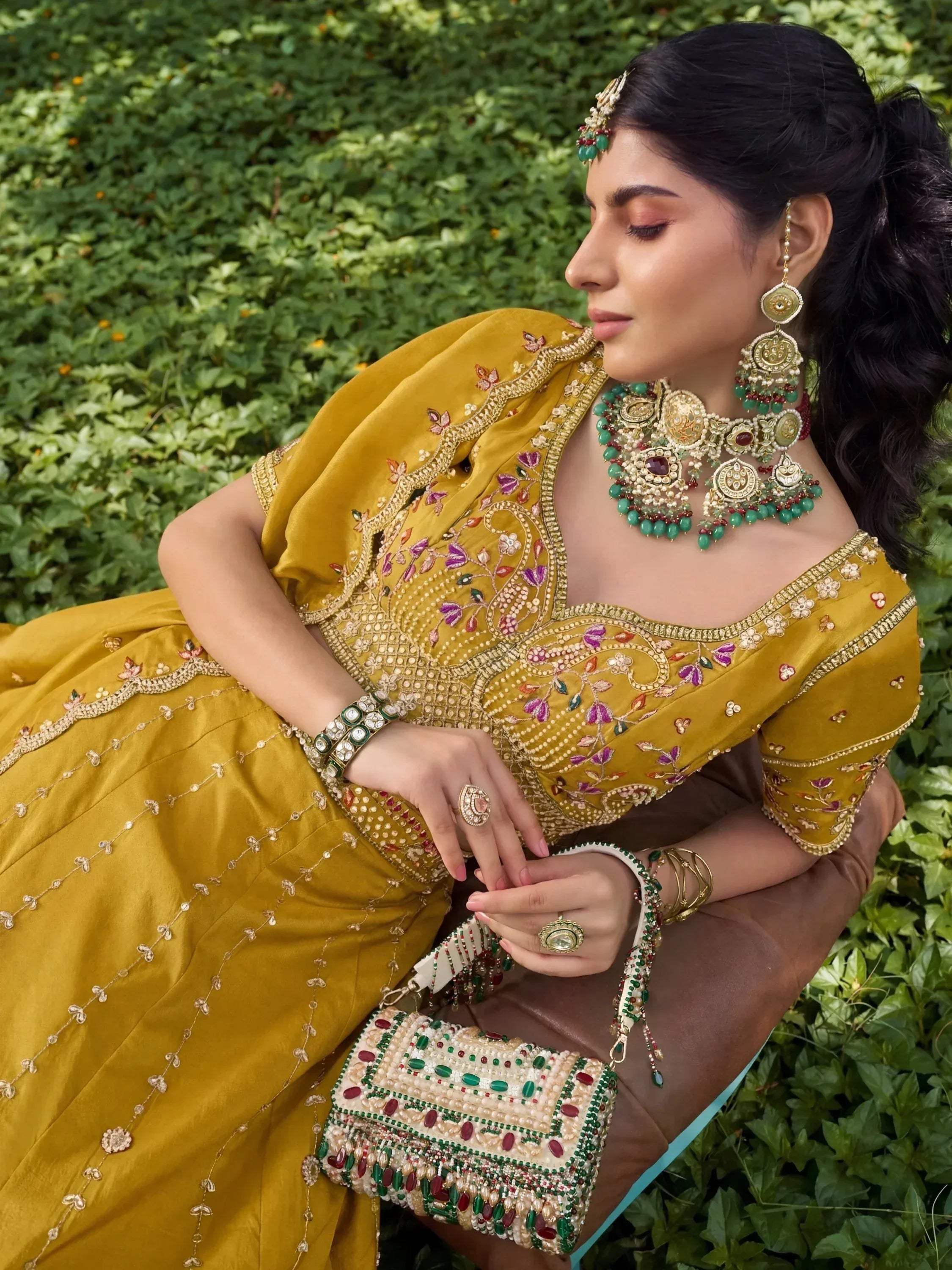 Classic Yellow Heavy Embroidery Silk Haldi Wear Lehenga Choli With Dupatta