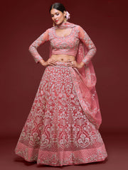 Alluring Pink Dori Work Soft Net Ceremony Wear Lehenga Choli