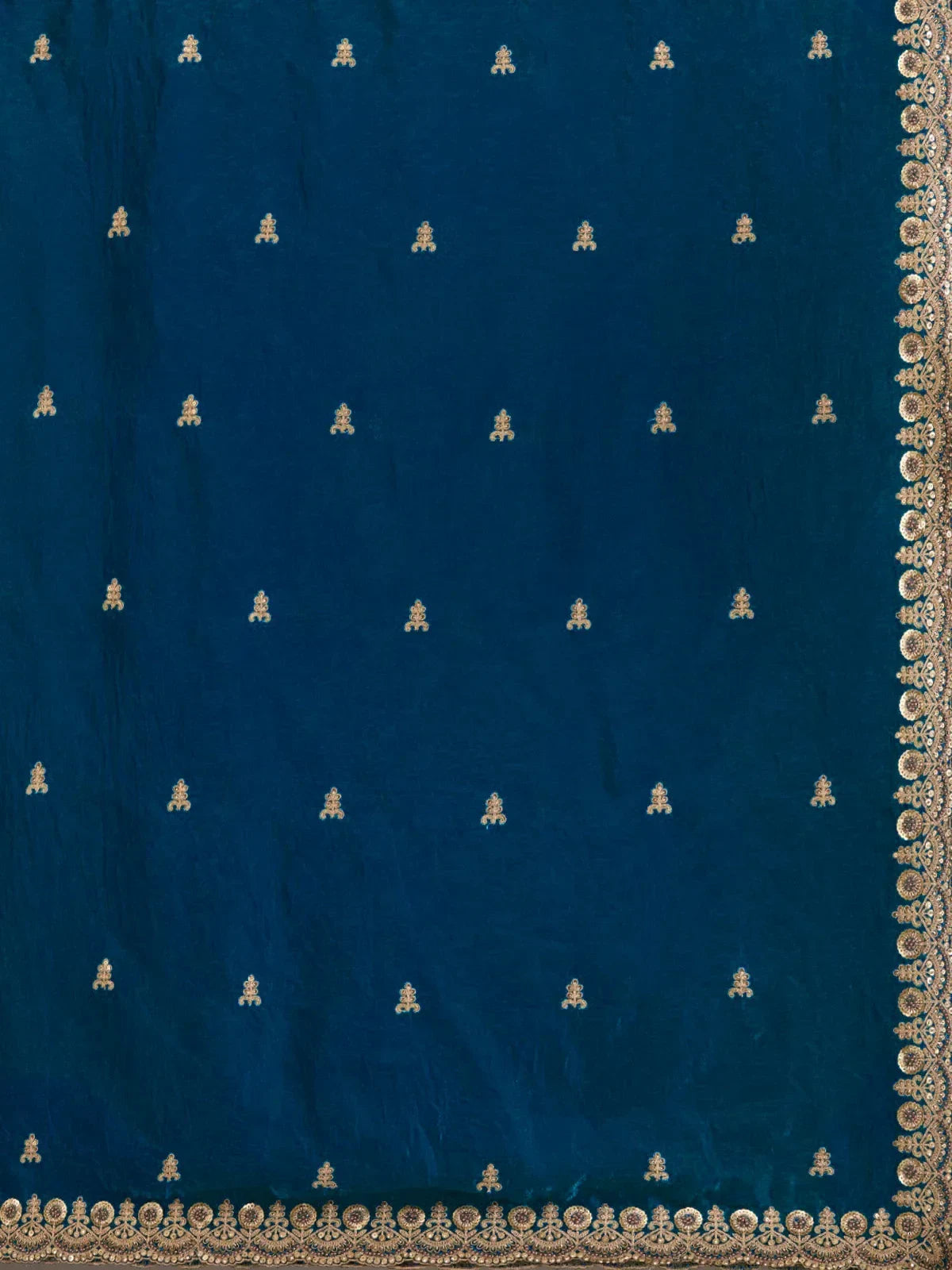 Elegant Blue Embroidered Tissue Silk Party Wear Saree With Blouse