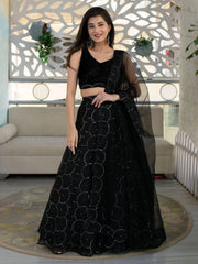 Marvelous Black Sequins Organza Party Wear Lehenga Choli