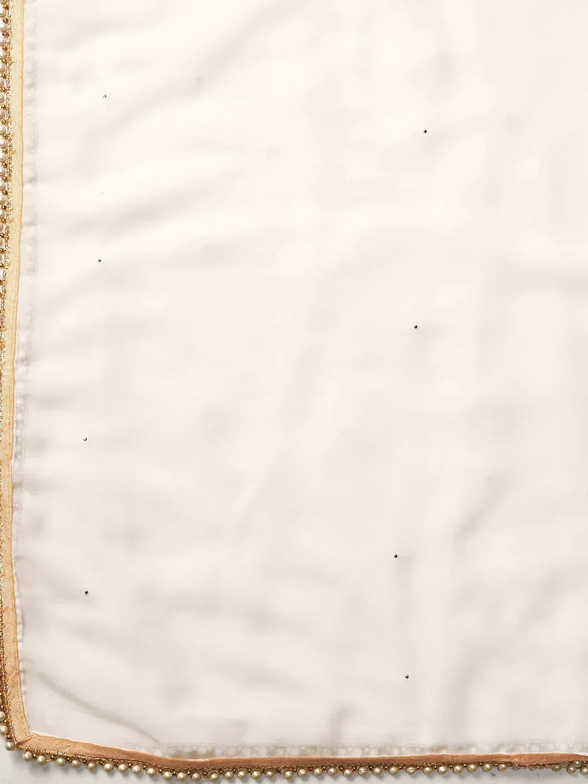 Cream ethnic dupatta with gold pearl border and subtle sequin details