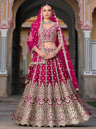 Outstanding Pink Sequins Georgette Sangeet Wear Lehenga Choli