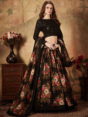 Fantastic Black Sequins Organza Party Wear Plus Size Lehenga Choli