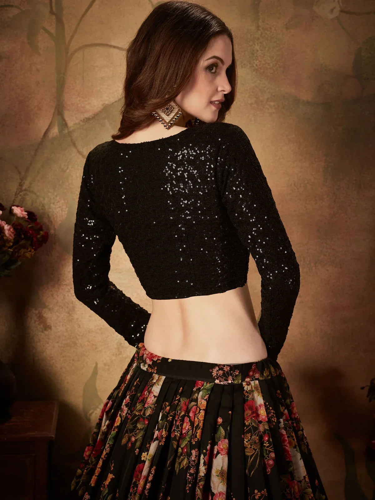 Fantastic Black Sequins Organza Party Wear Plus Size Lehenga Choli