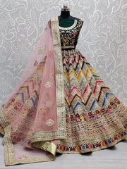 Splendid Green thread Embroidery Silk Bridal Wear Lehenga Choli