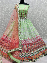 Outstanding Green Foil Work Georgette Party Wear Lehenga Choli