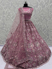 Glamorous Pink Net Sequins Wedding Wear Lehenga Choli With Dupatta