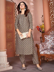 Captivating Brown Digital Printed Rayon Traditional Pant Suit