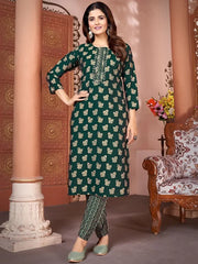 Fascinating Green Digital Printed Rayon Readymade Pant Suit