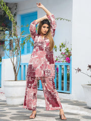 Beautiful Multi-Color Digital Printed Cotton Top Palazzo Co-Ord Set