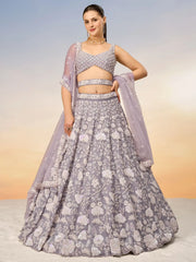 Stunning Mauve Embroidered Georgette Designer Lehenga Choli