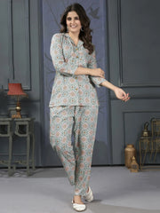 Adorable Grey Digital Printed Rayon Top Palazzo Co-Ord Set