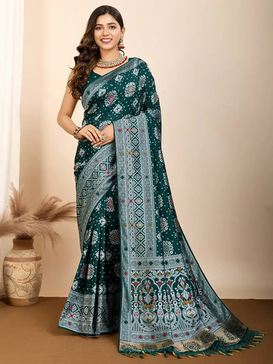 Charming Green Zari Weaving Silk Traditional Saree With Blouse