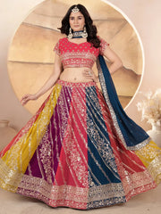 Adorable Multi - Color Sequins Georgette Lehenga Choli With Dupatta - Ethnic Plus In