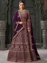 Adorable Purple Jarkan Work Georgette Wedding Wear Lehenga Choli - Ethnic Plus In