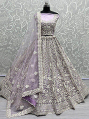 Glamorous Lavender Embroidered Net Bridesmaid Lehenga Choli