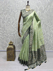 Astonishing Sea Green Zari Weaving Kanjivaram Silk Traditional Saree