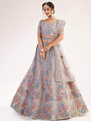 Astonishing Light Purple Sequins Embroidered Net Wedding Wear Lehenga Choli