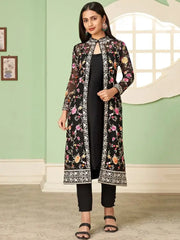 Sassy Black Embroidered Georgette Party Wear Salwar Kameez