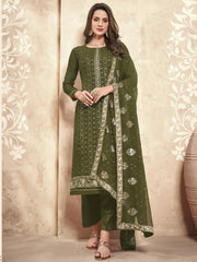 Green Sequins Georgette Festival Wear Salwar Kameez