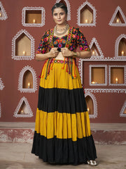 Alluring Multi Color Embroidered Navratri Lehenga Choli With Jacket - Ethnic Plus In