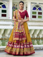 Alluring Mustard Yellow Patola Printed Silk Lehenga Choli With Dupatta - Ethnic Plus In