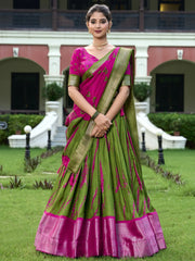 Alluring Pink Shibori Print Silk Traditional Lehenga Choli With Dupatta - Ethnic Plus In