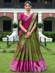 Alluring Pink Shibori Print Silk Traditional Lehenga Choli With Dupatta - Ethnic Plus In