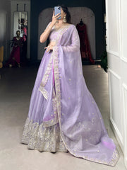 Alluring Purple Embroidered Silk Wedding Lehenga Choli With Dupatta - Ethnic Plus In
