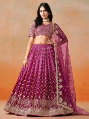Alluring Rose Pink Zari Work Sangeet Wear Lehenga Choli - Ethnic Plus In