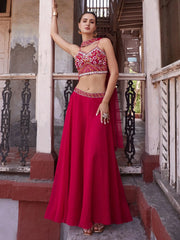 Lovable Rani Pink Embroidered Georgette Lehenga Choli With Dupatta