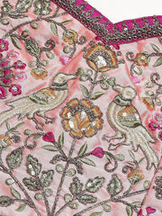 Peach & Golden Semi-Stitched Myntra Bridal Lehenga & Unstitched Blouse with Dupatta