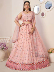 Enchanting Pink Sequins Net Designer Lehenga Choli With Dupatta