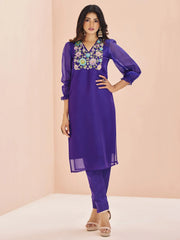 Wonderful Purple Sequins Organza Readymade Pant Suit