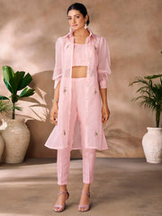 Wonderful Peach Hand Work Organza Western Wear Co-Ord Set
