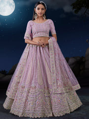 Wonderful Lavender Sequins Georgette Bridesmaid Lehenga Choli