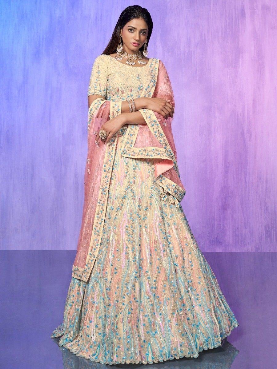 Stunning Off-White Sequins Organza Designer Lehenga Choli