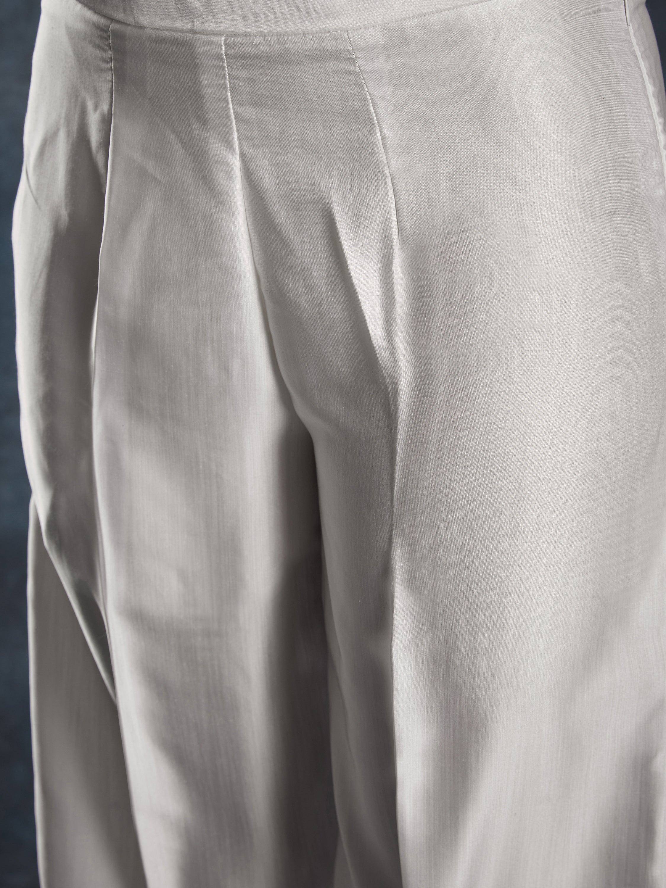 White pleated ethnic palazzo pants with high waist, ideal for salwar kameez or fusion wear