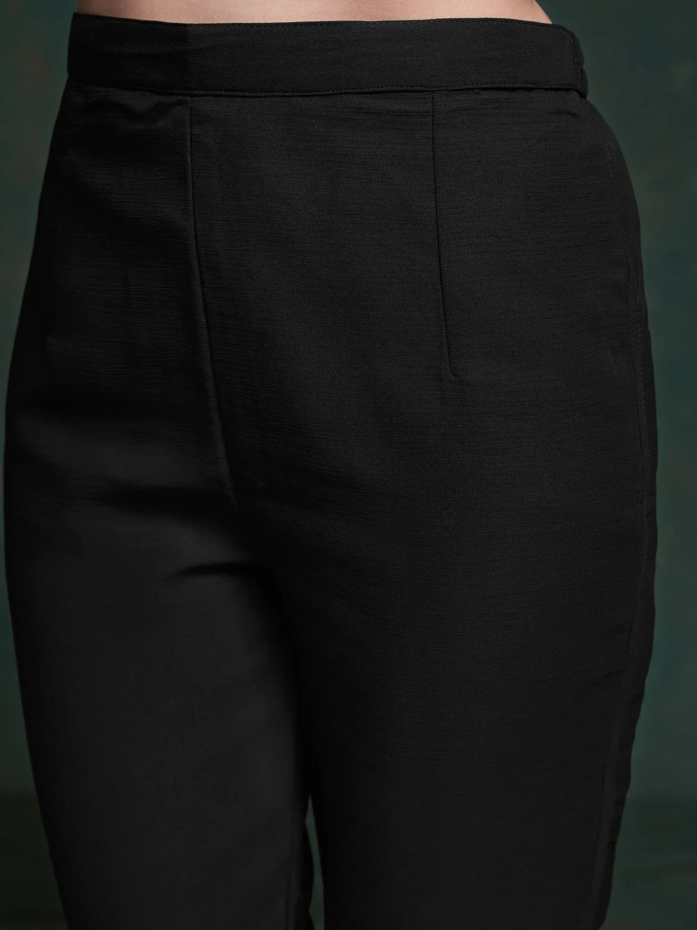 Black high-waist ethnic palazzo pants with pleats, perfect for salwar kameez or modern Indian wear