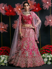 Astonishing Hot Pink Sequins Lycra Bridal Lehenga Choli With Dupatta - Ethnic Plus In
