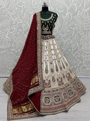 Astonishing White Color Silk Bridal Lehenga Choli With Dupatta - Ethnic Plus In