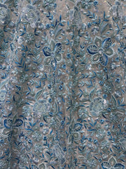 Attractive Blue Multi - Thread Work Net Bridesmaid Lehenga Choli - Ethnic Plus In