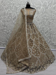 Attractive Golden Thread Work Net Wedding Wear Lehenga Choli - Ethnic Plus In