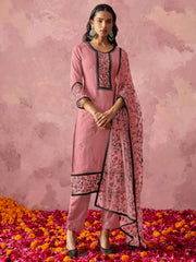 Attractive Pink Thread Embroidery Party Wear Pant Suit - Ethnic Plus In