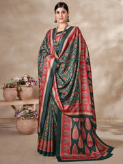Charming Multi-Color Digital Printed Pashmina Saree With Shawl