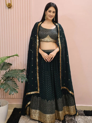 Beautiful Green Sequins Mehendi Wear Lehenga Choli - Ethnic Plus In