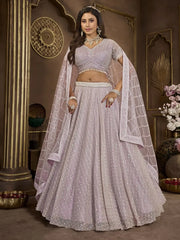 Beautiful Lavender Sequins Net Engagement Wear Lehenga Choli - Ethnic Plus In