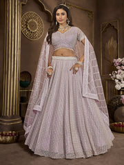 Beautiful Lavender Sequins Net Engagement Wear Lehenga Choli - Ethnic Plus In